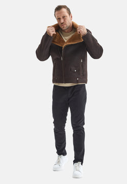 Image of Men's Fashion Jacket, Washed Brown With Ginger Wool