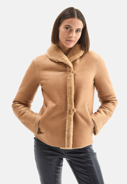 Image of Women's Shearling Jacket, Silky Caramel With Caramel Wool