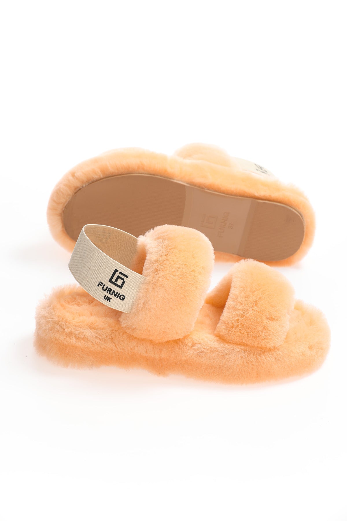 Damen Shearling Double Stripe Slides, Lachswolle