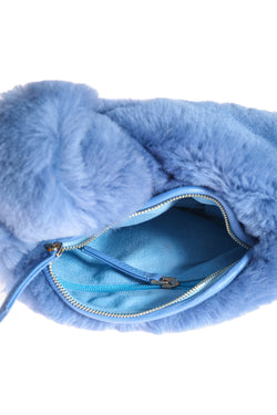 Image of Mini-Tasche aus Lammfell für Damen, Blau