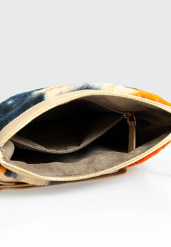 Image of Lammfell-Clutch für Damen, orangefarbene, mehrfarbige Wolle