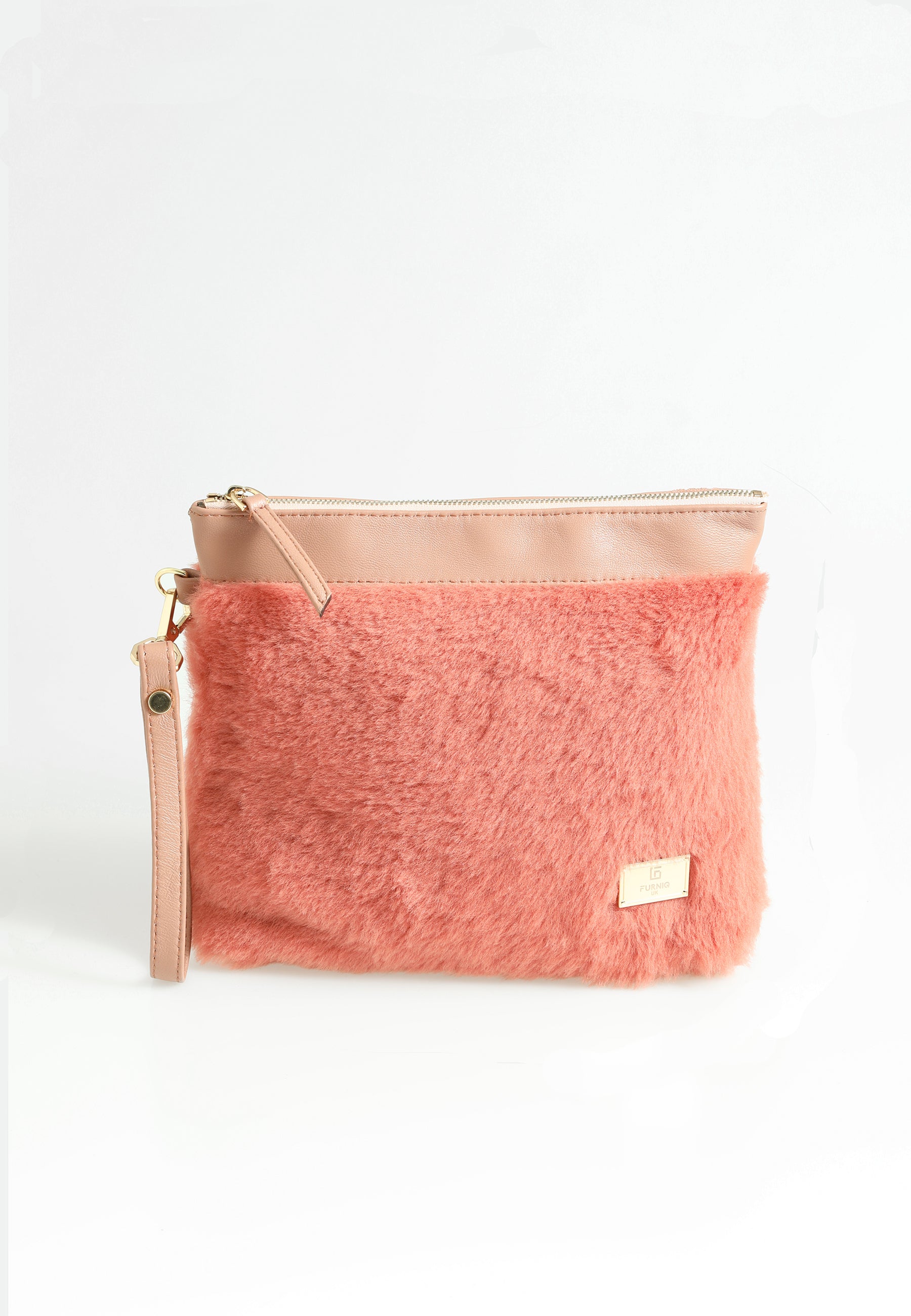 Lammfell-Clutch für Damen, Ziegelwolle