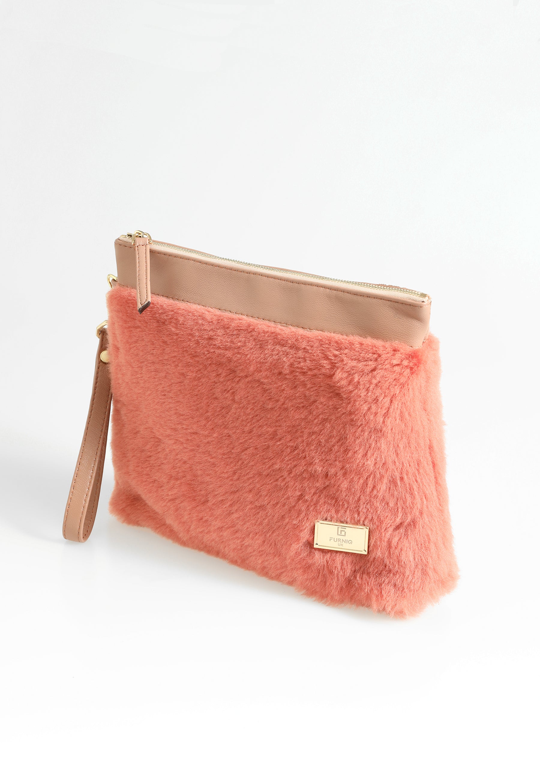 Lammfell-Clutch für Damen, Ziegelwolle