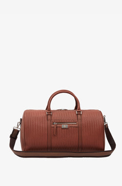 Image of Reisetasche aus echtem Leder, Reisetasche, Webmuster Tan